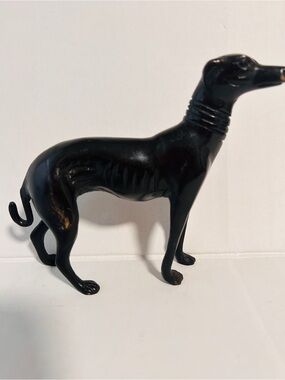 Vintage artisan Black Decorative Greyhound Dog Figurine - bronze metal